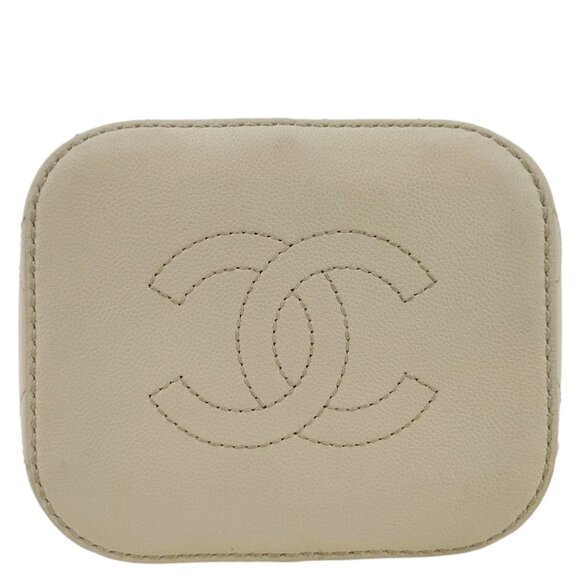 Chanel CC Drawstring Quilted Leather Crossbody Bucket Bag Cream - Picture 9 of 12